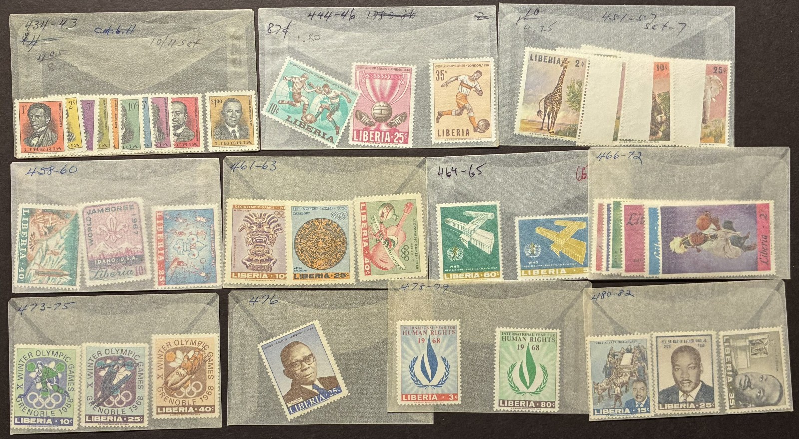 Liberia Collection 65+ Sets All Mint NH 1960s-70s Regular and Airmail Sets