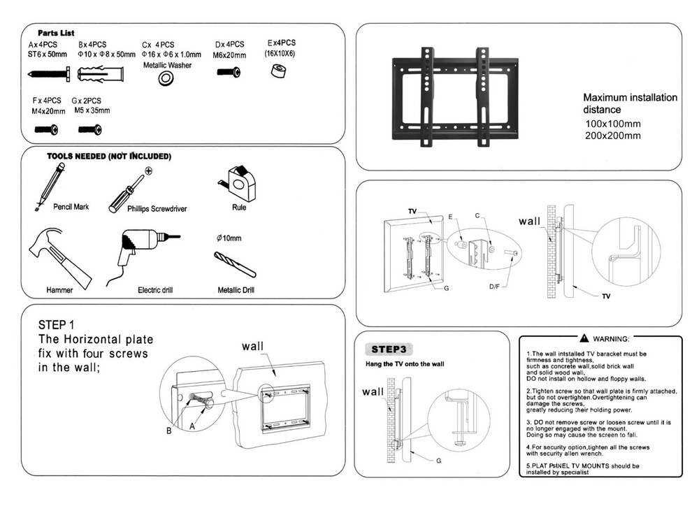 TV WALL MOUNT Fixed Full Motion BRACKET VESA（14-42“) 55lbs Loading Capacity US