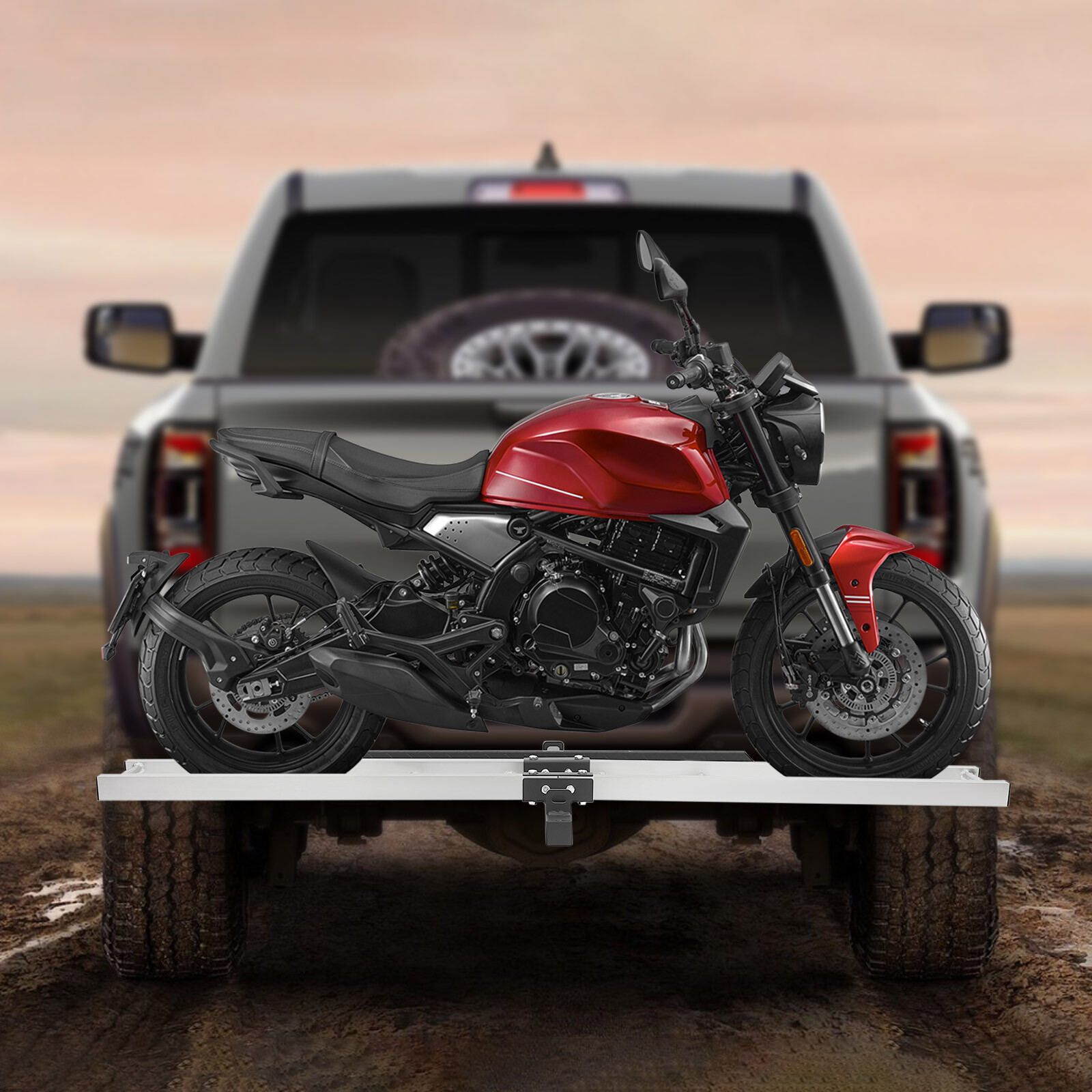 500lbs Steel Motorcycle Dirt Bike Carrier Hauler Hitch Mount Bike Rack Ramp USA