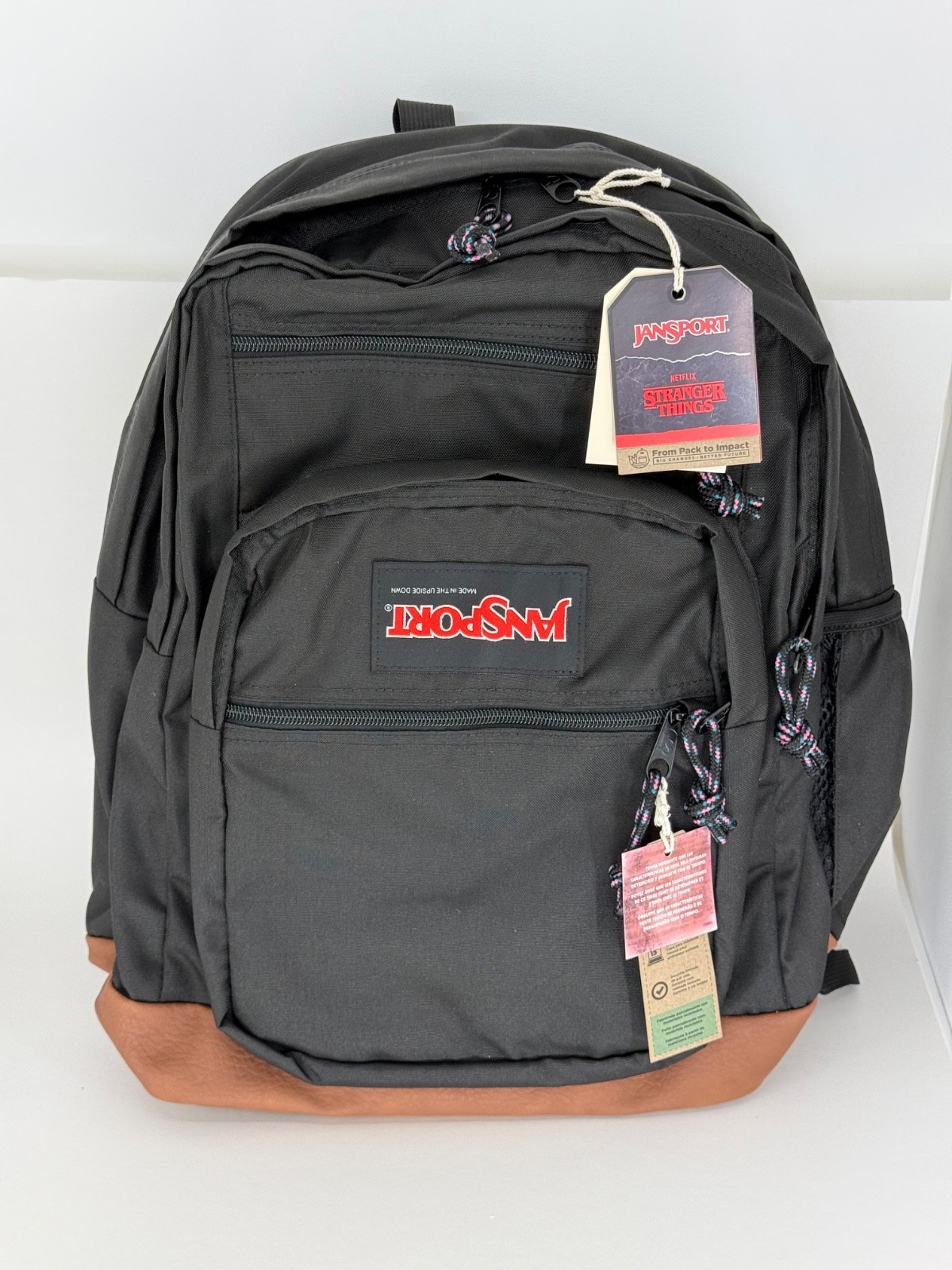 NWT JanSport Backpack Stranger Things Mike's Upside Down Black Backpack 34L XL