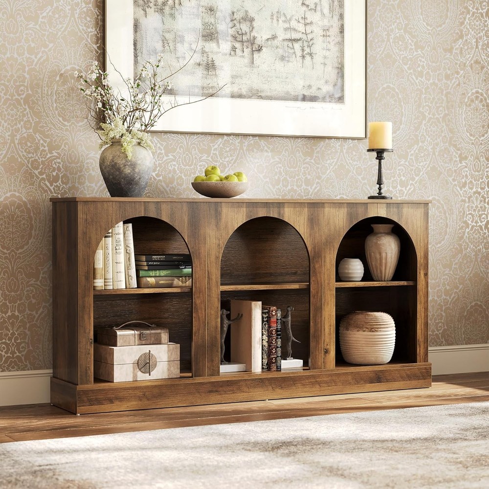 63" Modern Console Sofa Table W/ 3-Tier Storage Wooden Rectangular Foyer Table