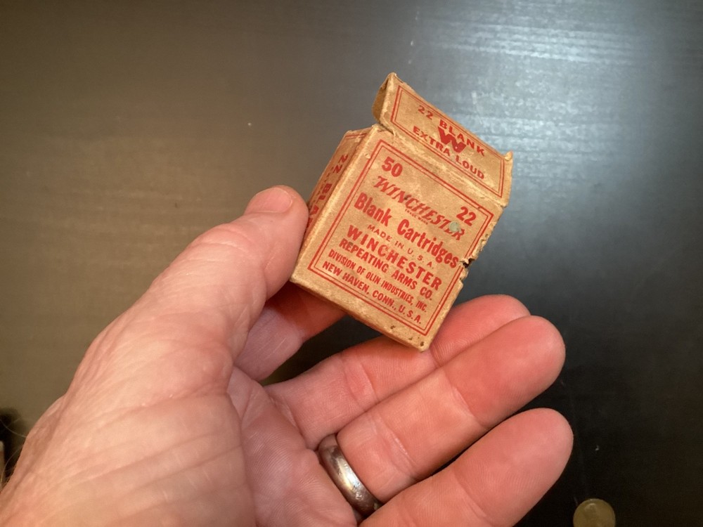 2 Small Winchester 22 Blank Cartridges Paper Boxes Empty