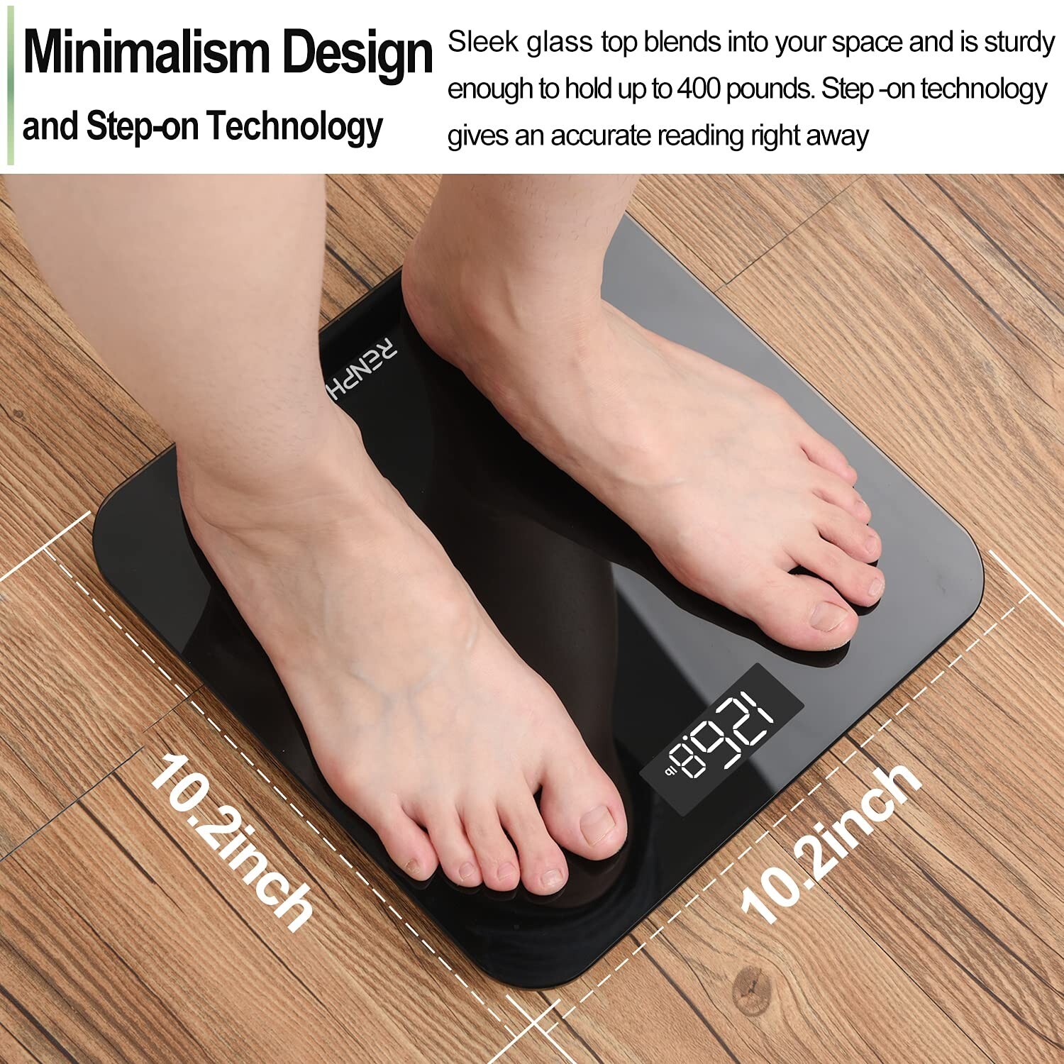 Digital Body Weight Bathroom Scale w/ Step-on Technology Battery Powered 400lb