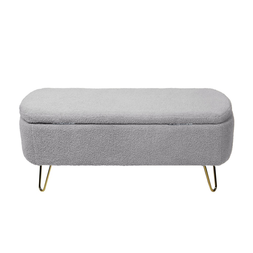 Upholstered Padded Storage Ottoman Bench - For Entryway