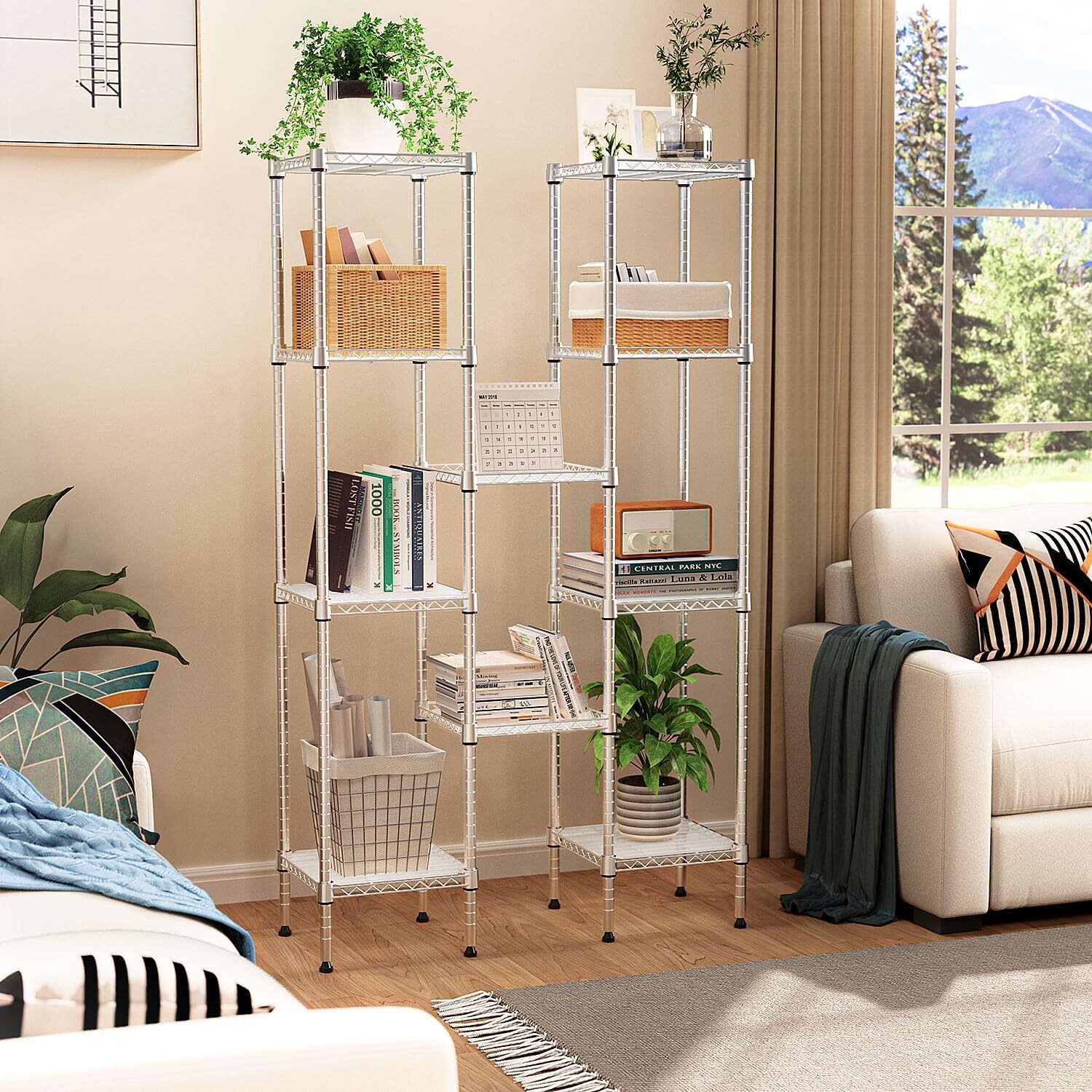 5 Tier Wire Kitchen Pantry Shelf Rack Steel Shelves Metal Shelving Storage Units