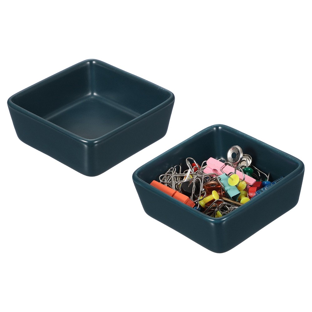 2 Pcs Square Paper Clip Holders, Navy Blue