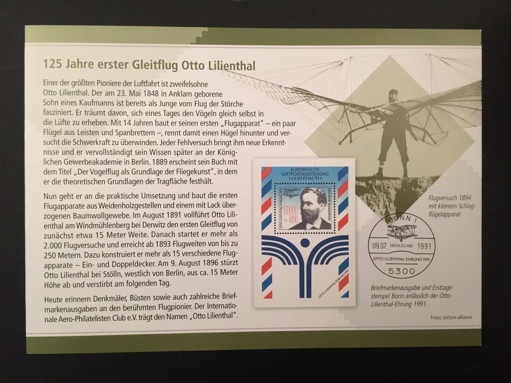 GERMANY FOLDER 2016 AVIATION OTTO LILIENTHAL LUFTFAHRT //u157