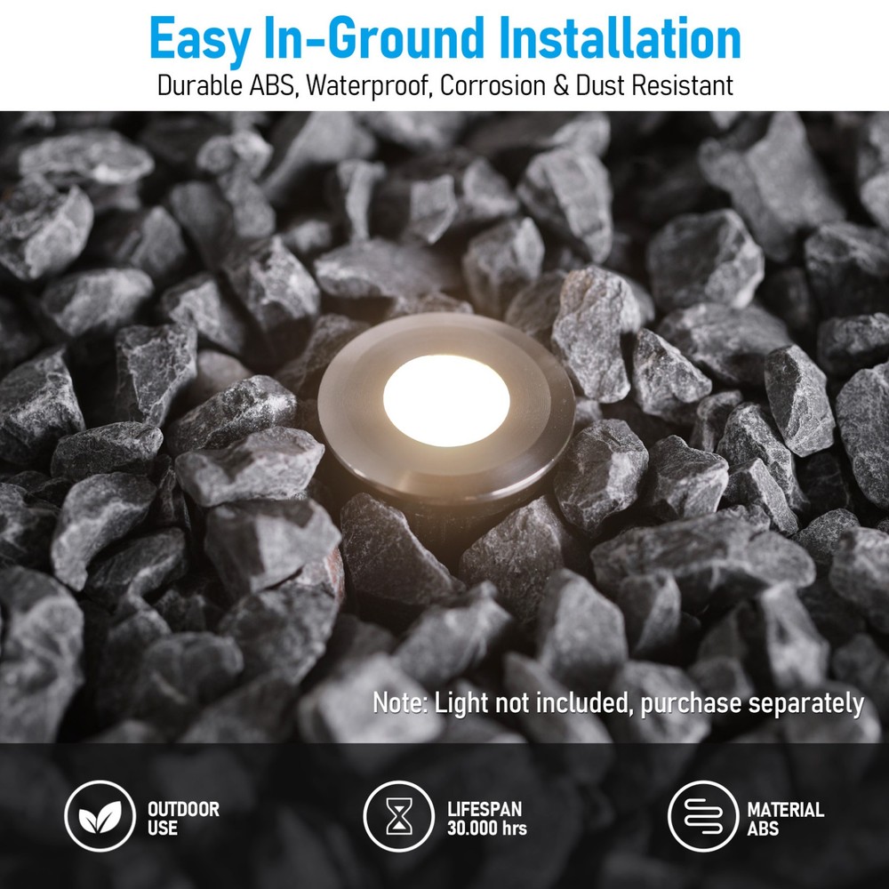 12 Pack Embedded Sleeve for Recessed LED Deck Light, ABS Protective Shell