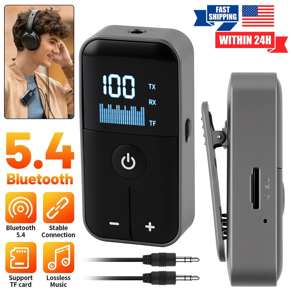 New 3-in-1 Bluetooth 5.4, LED Display, Hands-Free, 10M Range, 3.5mm AUX Adapter