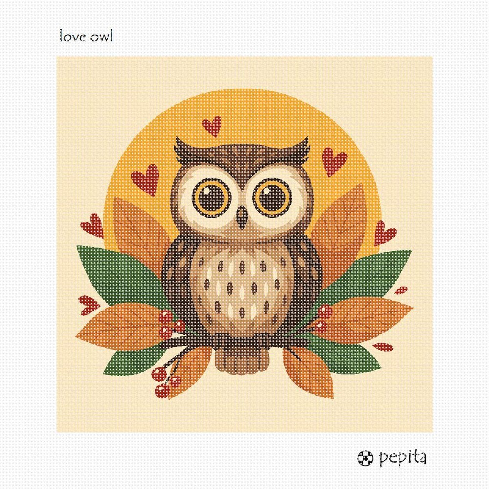 Love Owl Needlepoint Kit or Canvas