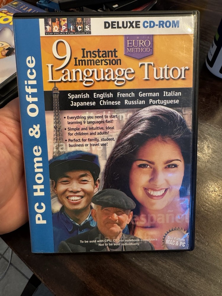 Instant Immersion Language Tutor (PC/Mac, 2001) CD-ROM – 9 Languages Euro Method