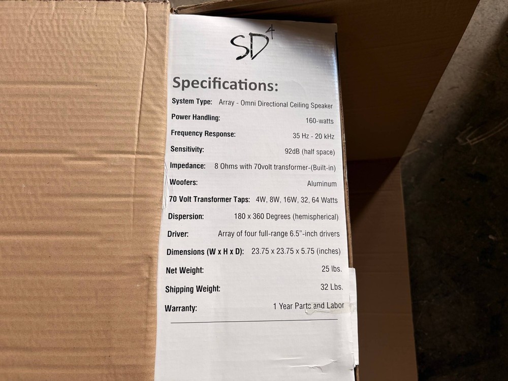 SD4 SuperDispersion Ceiling Speaker Array - Built-In 8 Ohm/70 V Transformer -USA