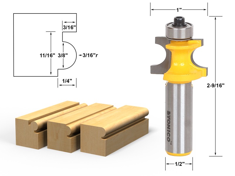 3/8" Bead Bullnose Bead Router Bit - 1/2" Shank - Yonico 13192
