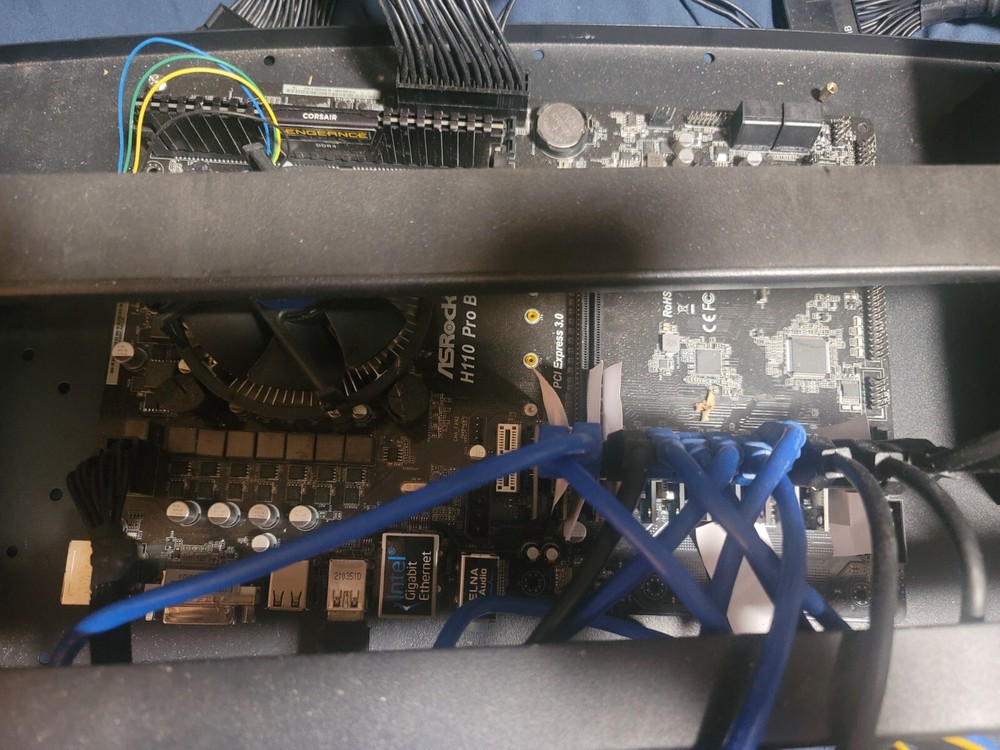 Barebones Mining Setup with Frame, Risers, (2) 1000W PS, Motherboard, Processor