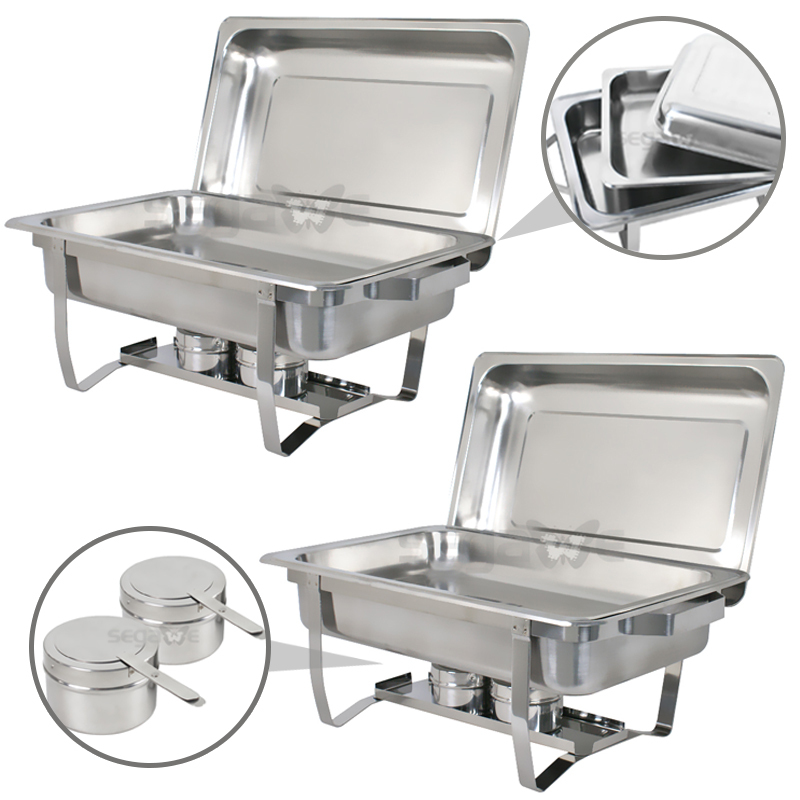 4 Packs Chafing Dish 8 Quart Stainless Steel Rectangular Chafer Full Size Buffet
