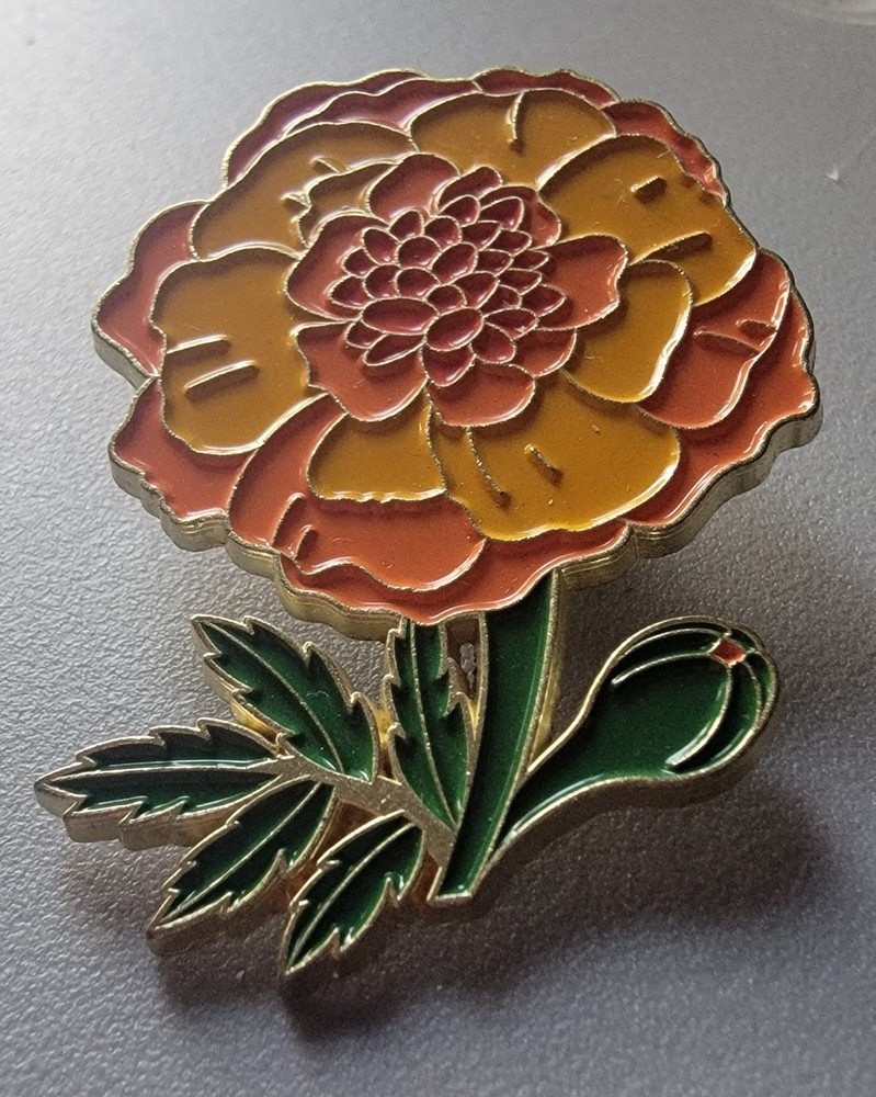 Marigold Flower Lapel Pin Large Size
