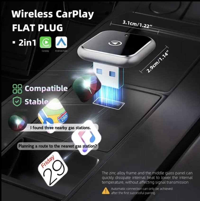 2026 Wireless Apple CarPlay/Android Auto Adapter Plug and Play