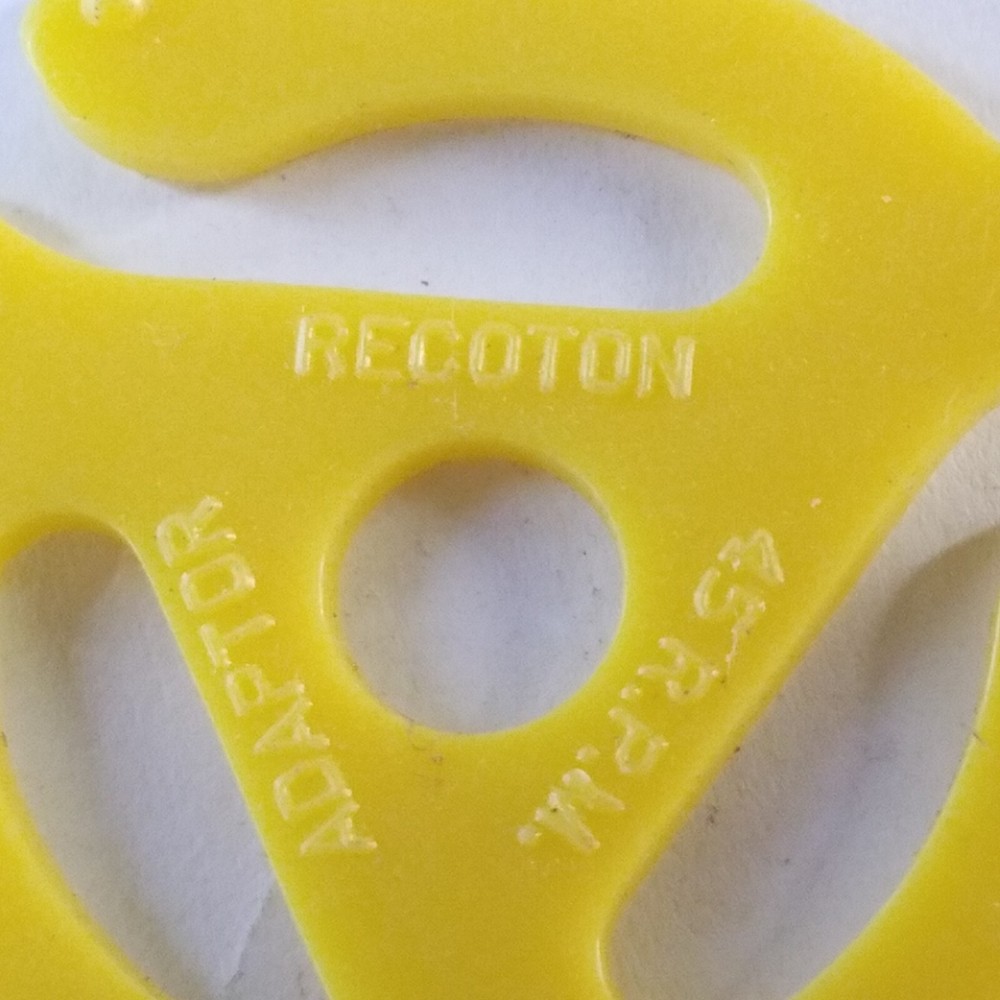 Recoton 45 RPM Record Insert Spindle Adapter Yellow