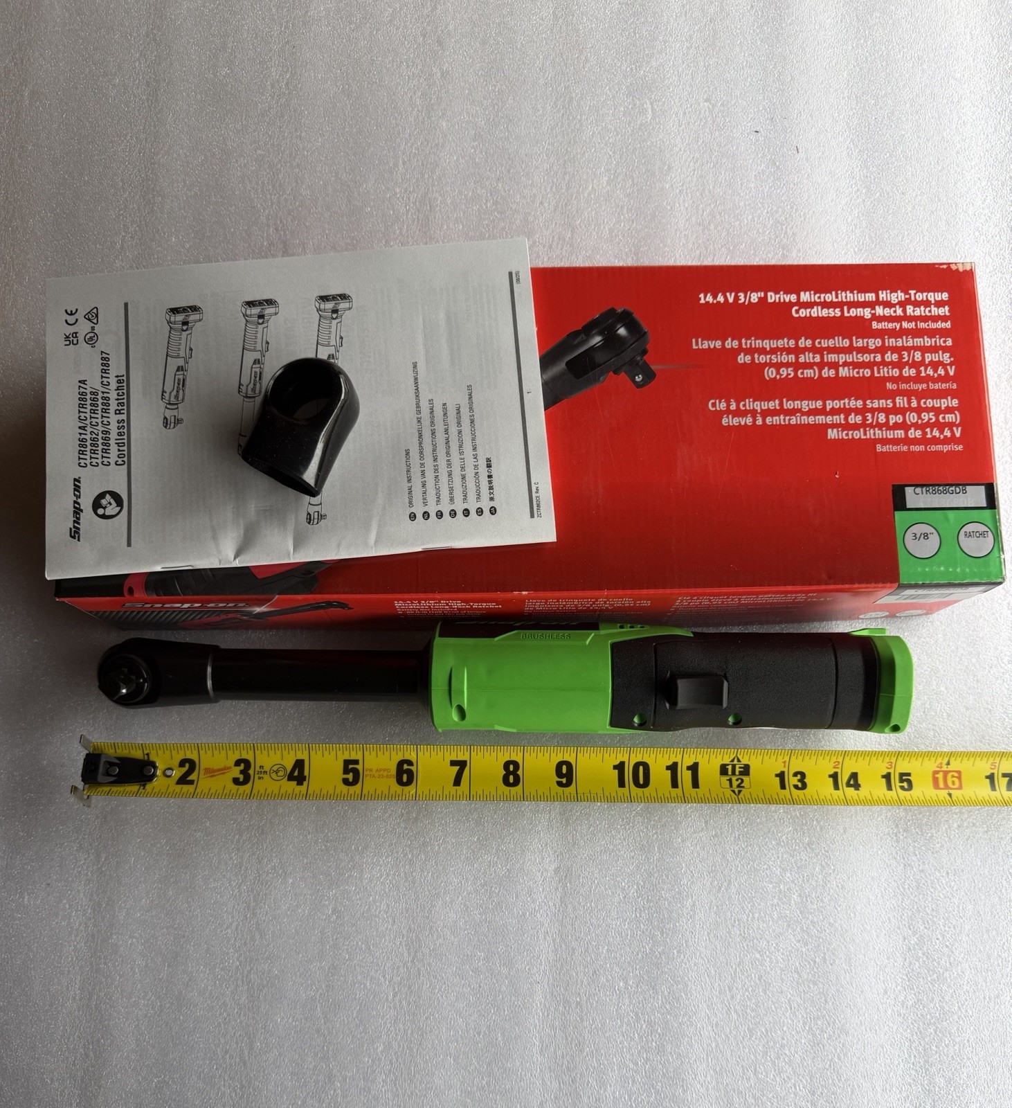 NEW Snap On CTR868GDB 3/8in 14.4V Micro Lithium High Torque Cordless Ratchet