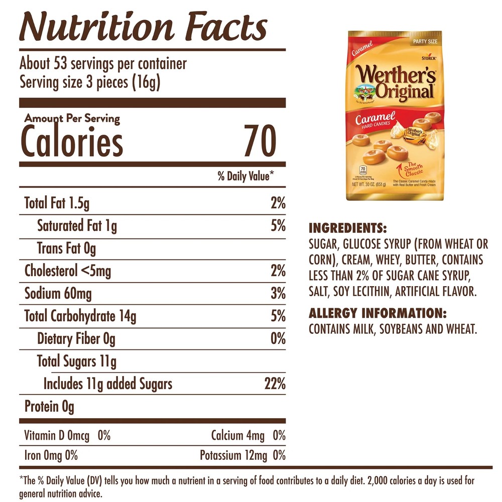 Werther's Original Hard Caramel Candy, 30 oz