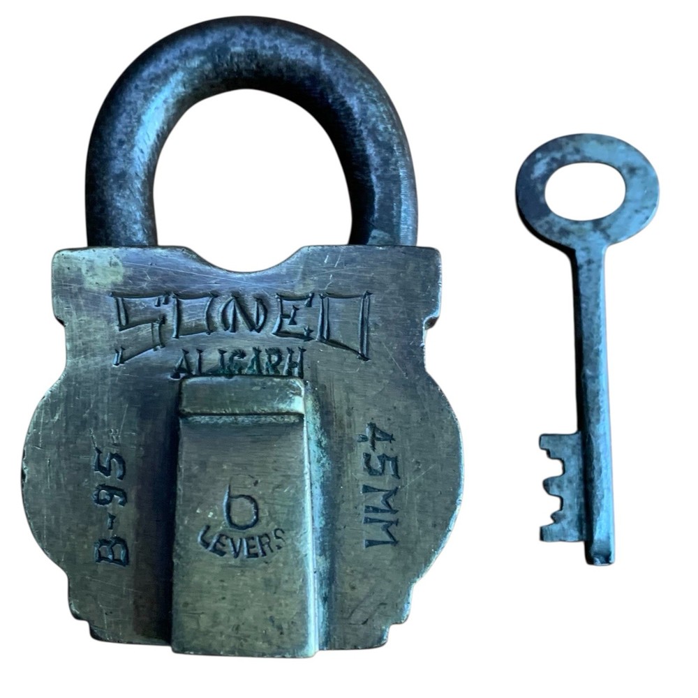 BRASS PADLOCK OR LOCK WITH KEY OLD OR ANTIQUE, NICE & RAREST SHAPE.