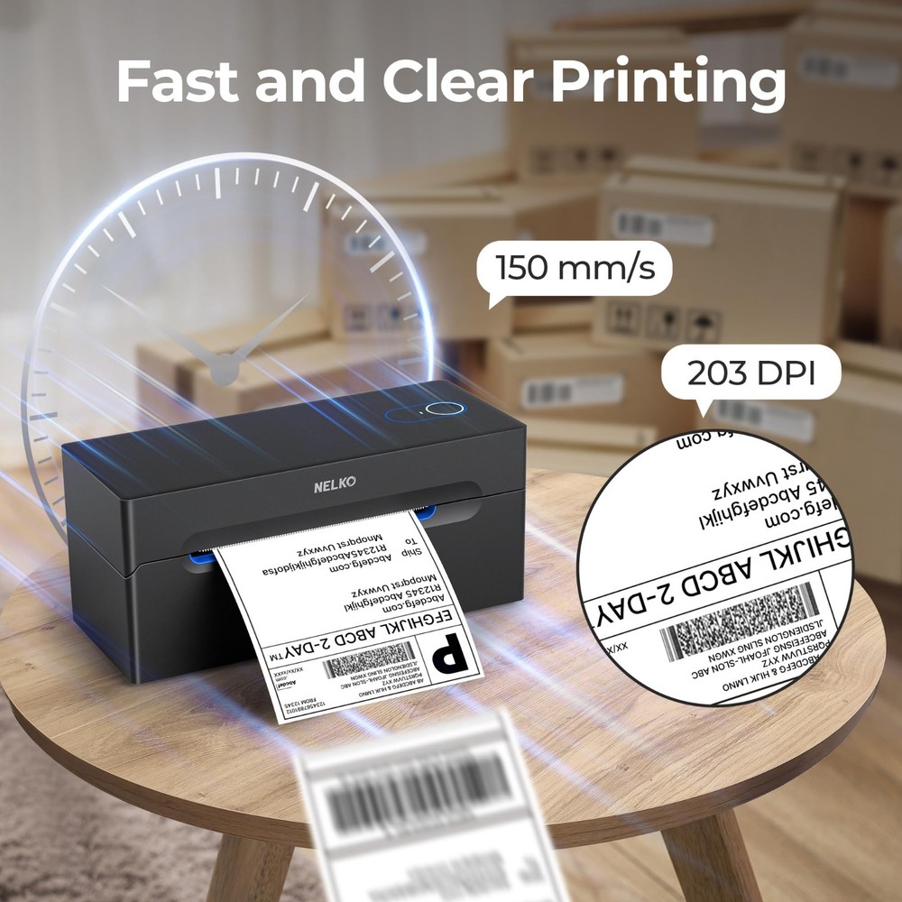 Nelko Bluetooth Thermal Shipping Label Printer, Wireless 4x6 Label Printer