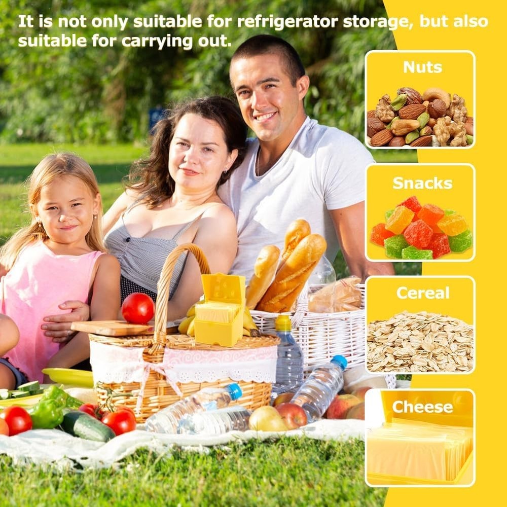 Sliced Cheese Storage Container, Plastic Cheese Slice Keeper for Fridge with But