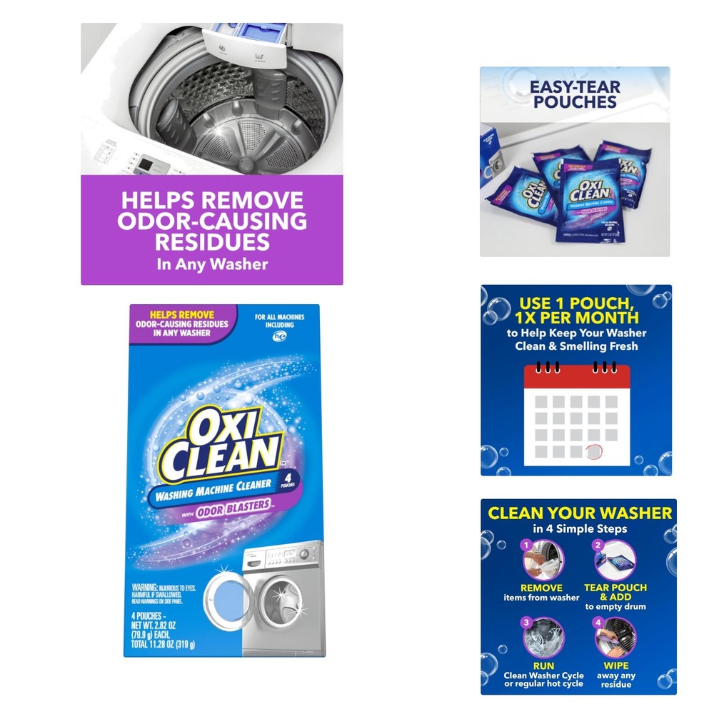 Washing Machine Cleaner with Odor Blasters, 4 Count