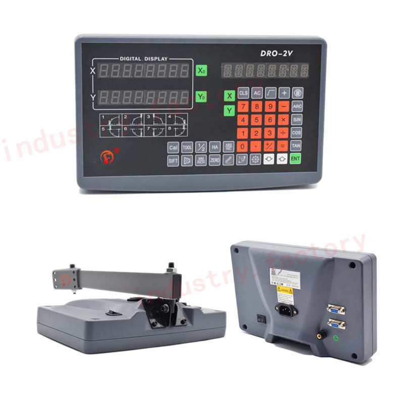 2 Axis Digital Readout+ 2pc Linear Scales Glass Sensor LED DRO Display Kit Lathe