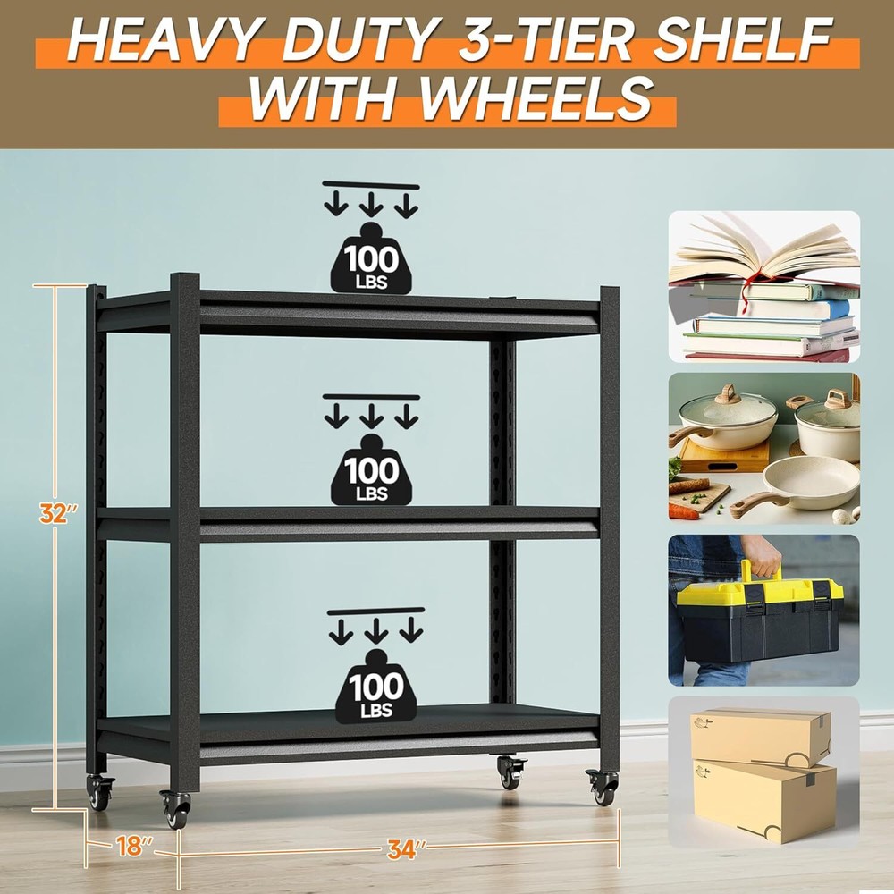 Workbench on Wheels, Adjustable Heavy Duty Work Table with Wheels, Heavy Duty