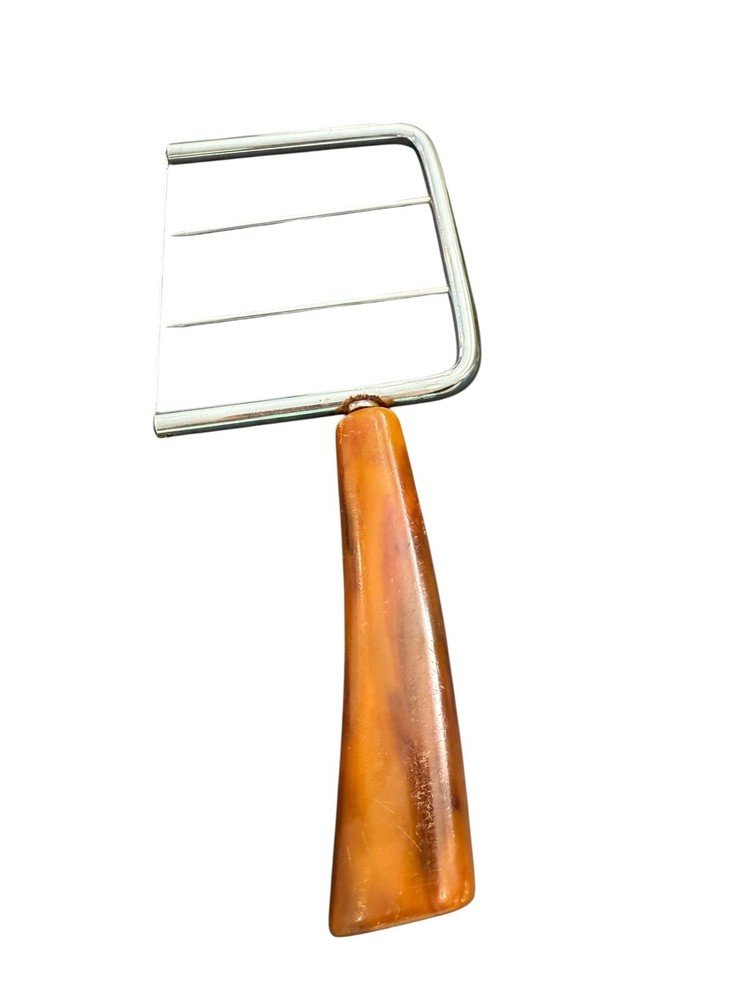 Vintage Cheese Slicer Wire Marbled Bakelite Handle Brown