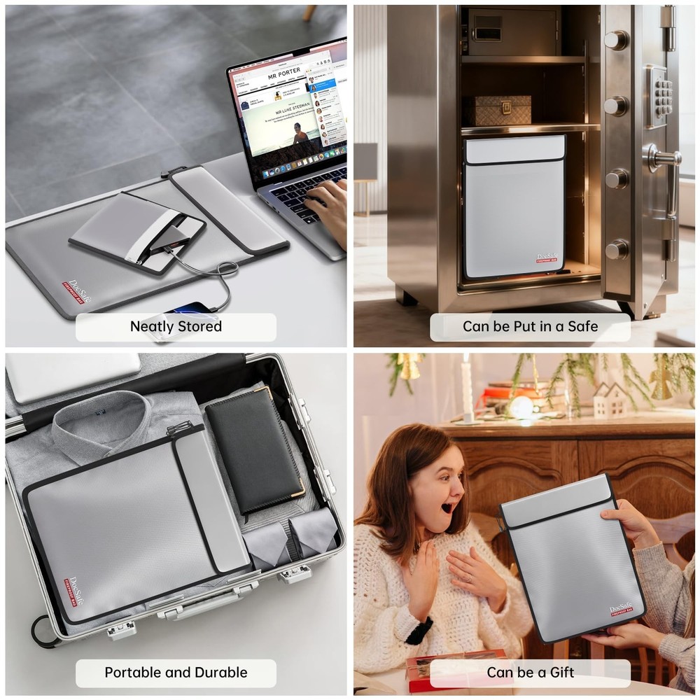 DocSafe Fireproof Document Bag (5200℉) with Fireproof Organizer Travel Cas