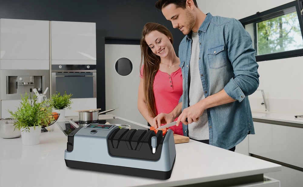 Professional 5 in 1 Electric Knife Sharpener 3 Speed LCD Display for Kitchen US