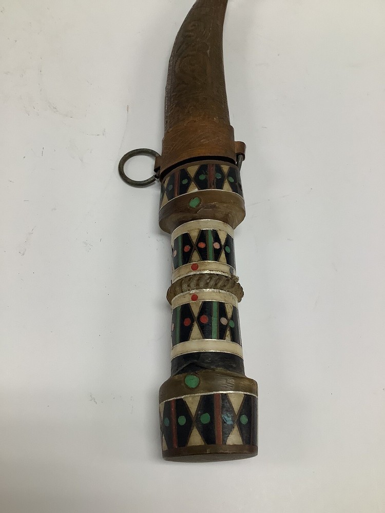 Decorative Inlay Handled Dagger With Engraving On Blade