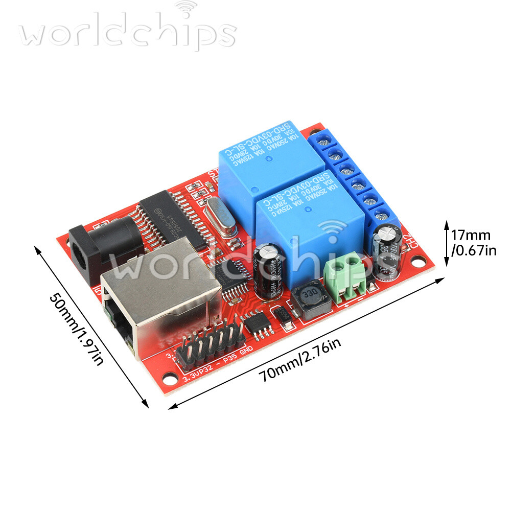 LAN Ethernet 2 Way Relay Board Delay Switch TCP/UDP Controller Module WEB Server