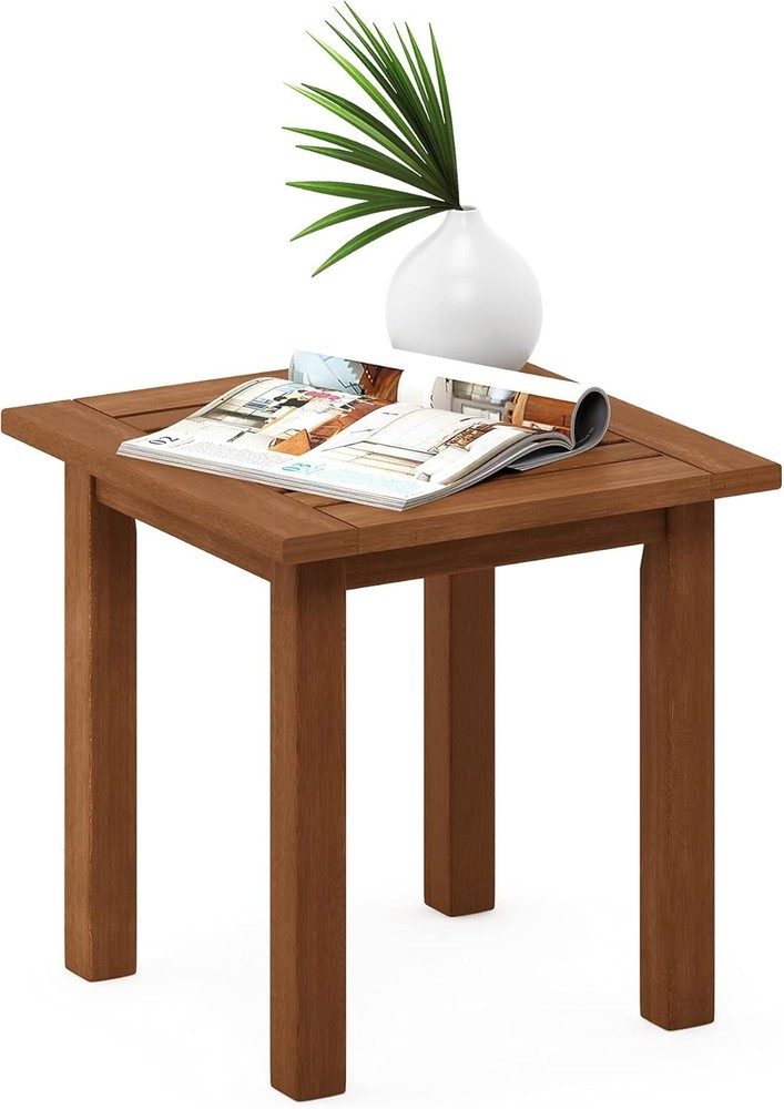 Durable Teak-Finished Square Outdoor End Table - Compact & Stylish Design