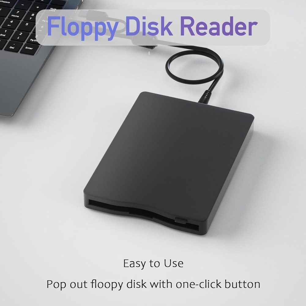 Compact 3.5-Inch USB Floppy Drive - Fast Data Reader for Laptops and Desktops