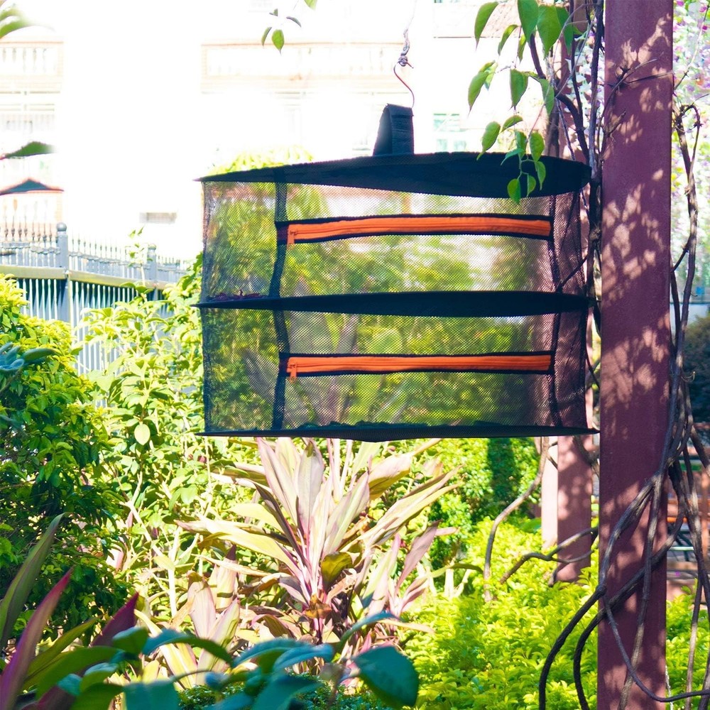 Versatile & Collapsible Herb Drying Rack - Compact 2ft Mesh Basket with Zippers