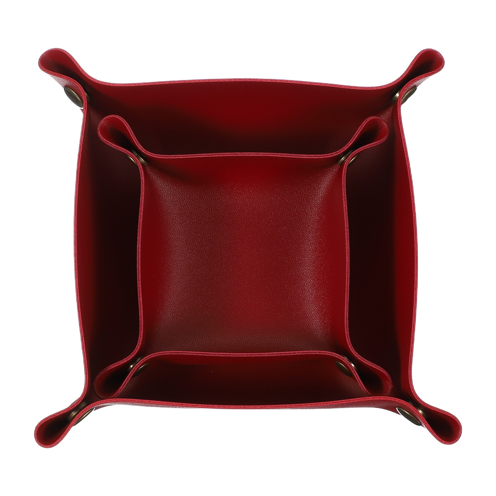 2 Pcs PU Leather Jewelry Tray(Square, Dark Red)