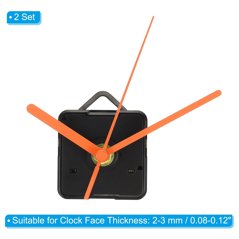 2Set Quartz Clock Movement Kit 1/2" Shaft for 2-3mm Dial Thick Orange