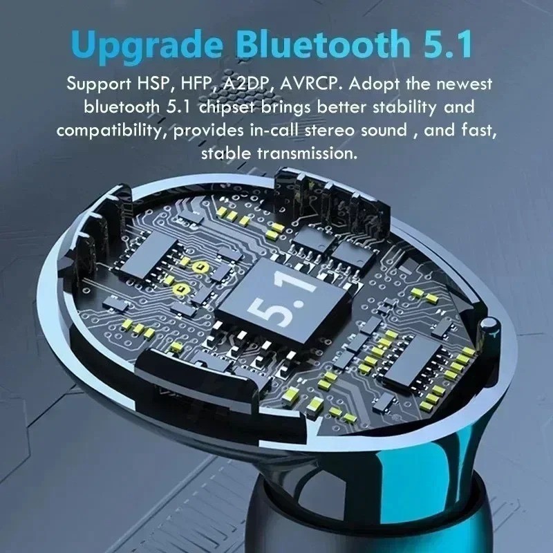 TWS Bluetooth Earbuds Waterproof Bluetooth 5.1 Headset Noise Cancelling Wireless