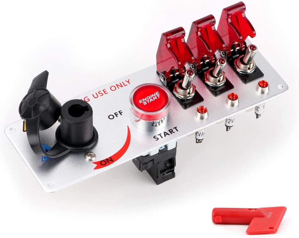 5-in-1 Ignition Switch Panel Engine Start Push Button LED 12V Toggle Racing Car