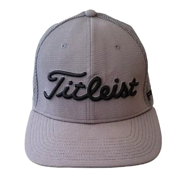 Titleist Pro V1 Performance Adjustable Hat Mesh Back Golf Gray Cap Embossed Logo