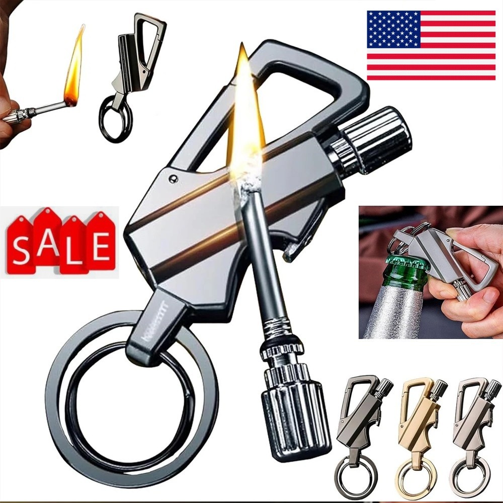 Permanent Match Infinity Lighter with Multitool Keychain Bottle Opener for Men