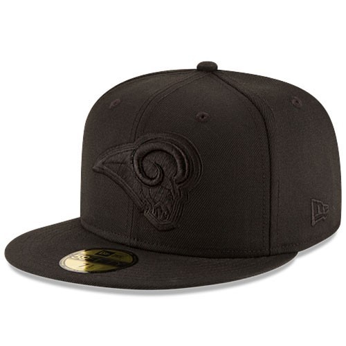 New Era L.A Rams 5950 Fitted Hat NFL League Basic Black on Black Cap