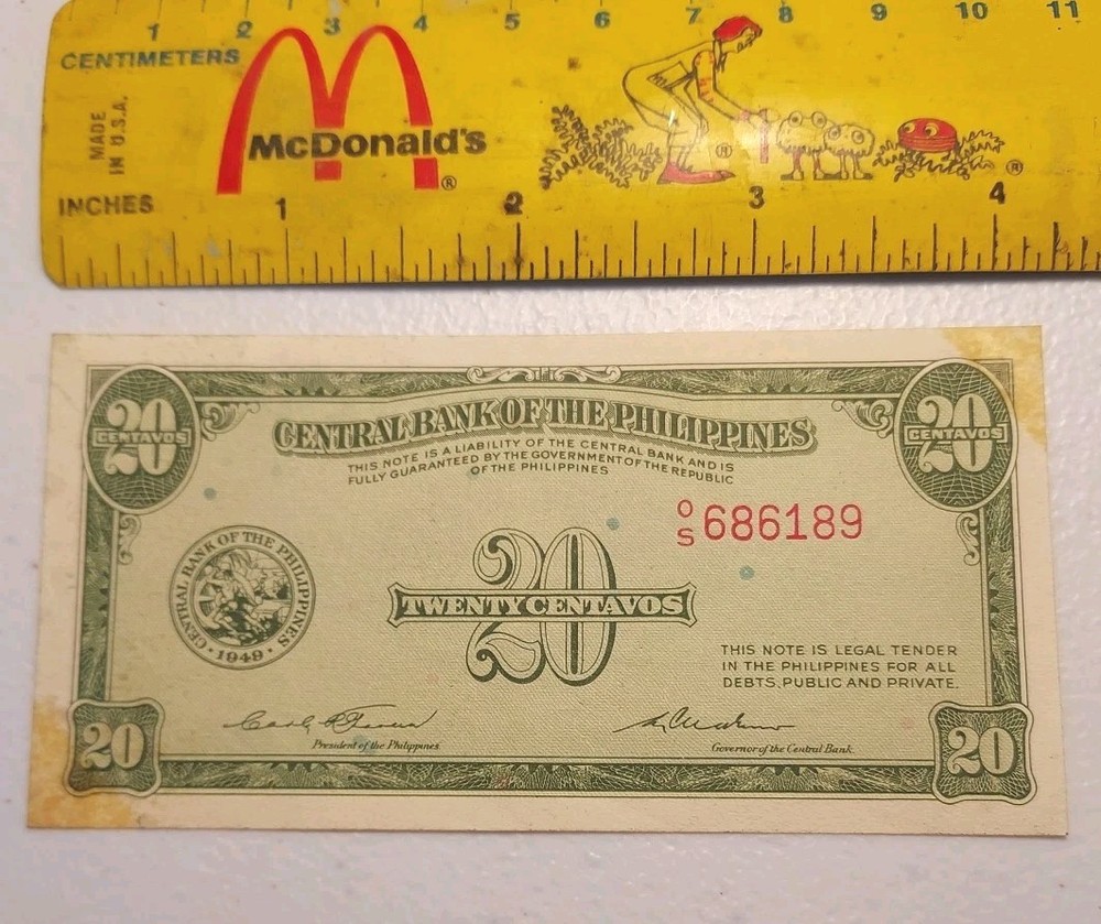 1949 Philippines 20 Centavos Note; Pick 130b EXTRA FINE