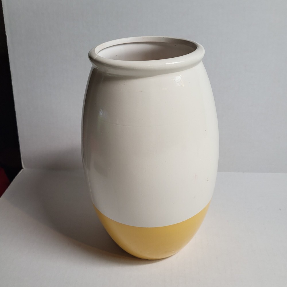 Vase Yellow White 2 Tone 10" LTM