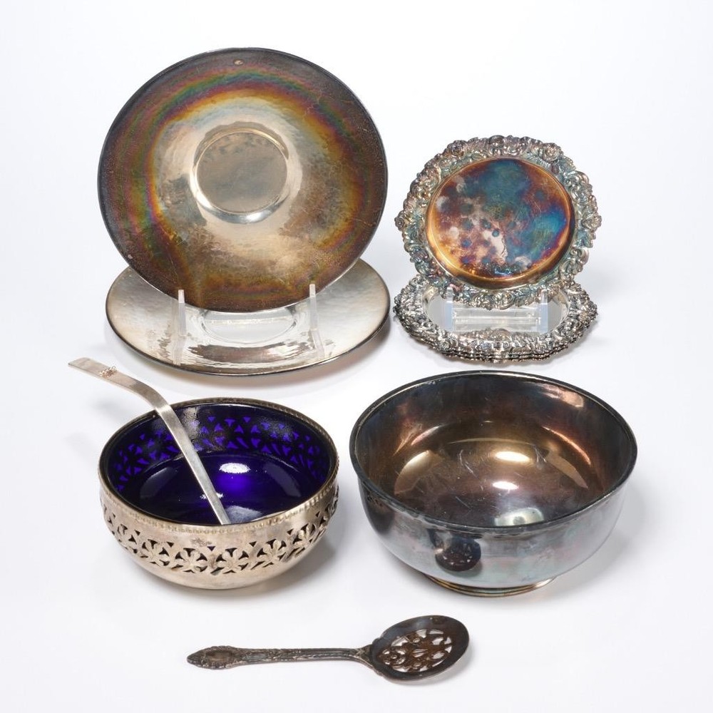 Antique Vintage Silver Plated Bowls Coasters Saucers Bonbon Spoon Ladle 10pc Lot