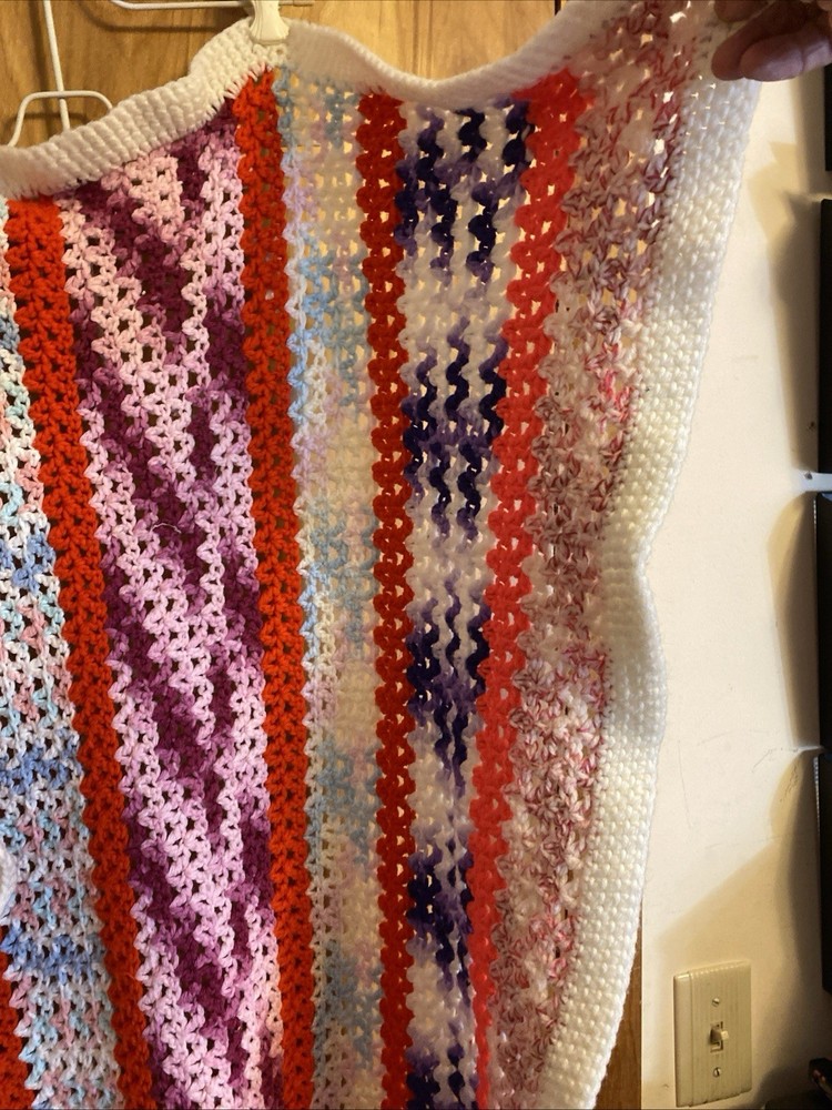 Multi Colored Afghan Throw 42 X 52