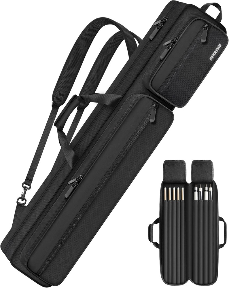 Pool Cue Case Pool Stick Case 4X5 with Multiple Pockets Holds 4 Butts 5...
